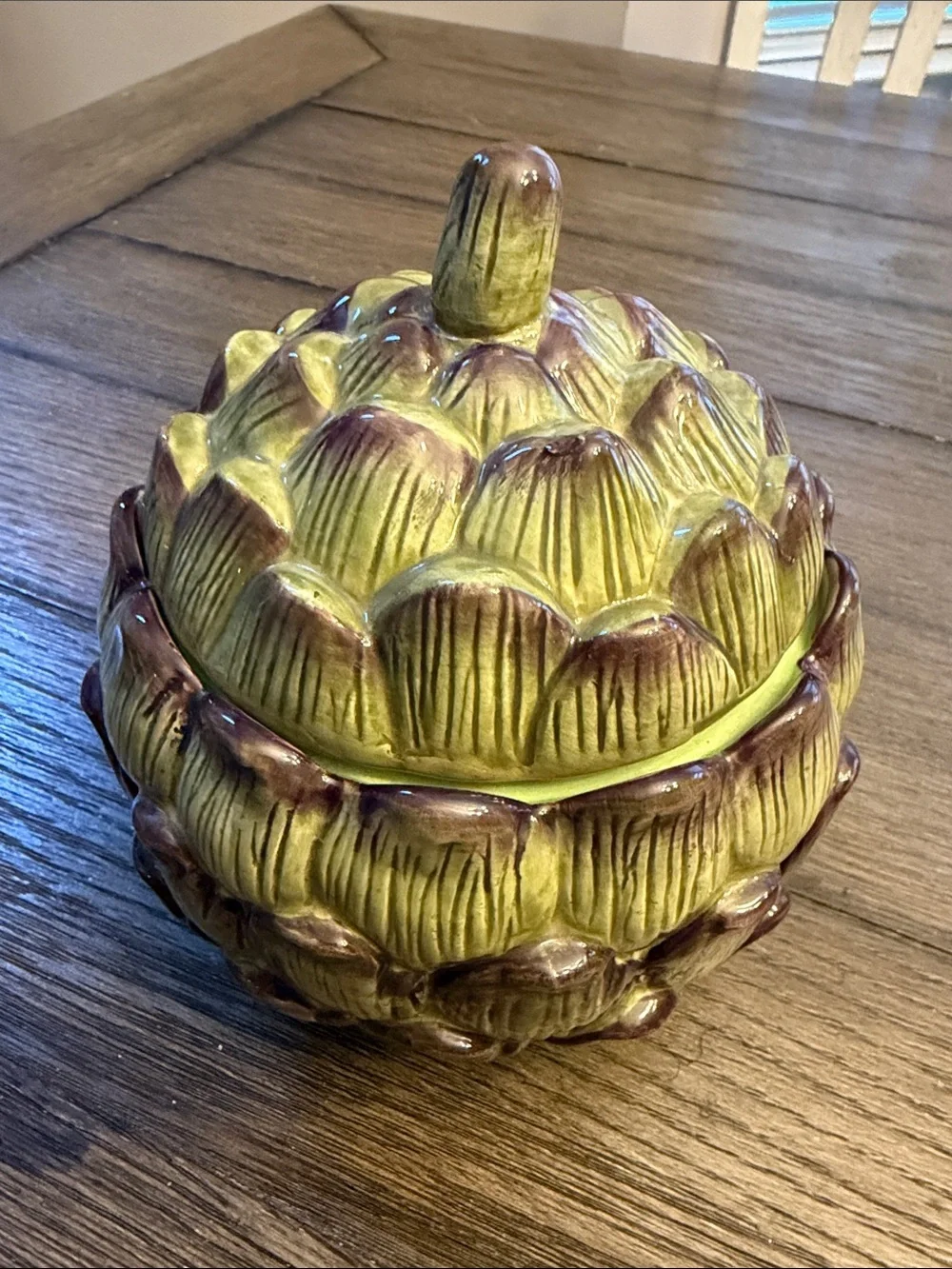 Home Interiors Artichoke Canister Cookie Jar Vintage 7”